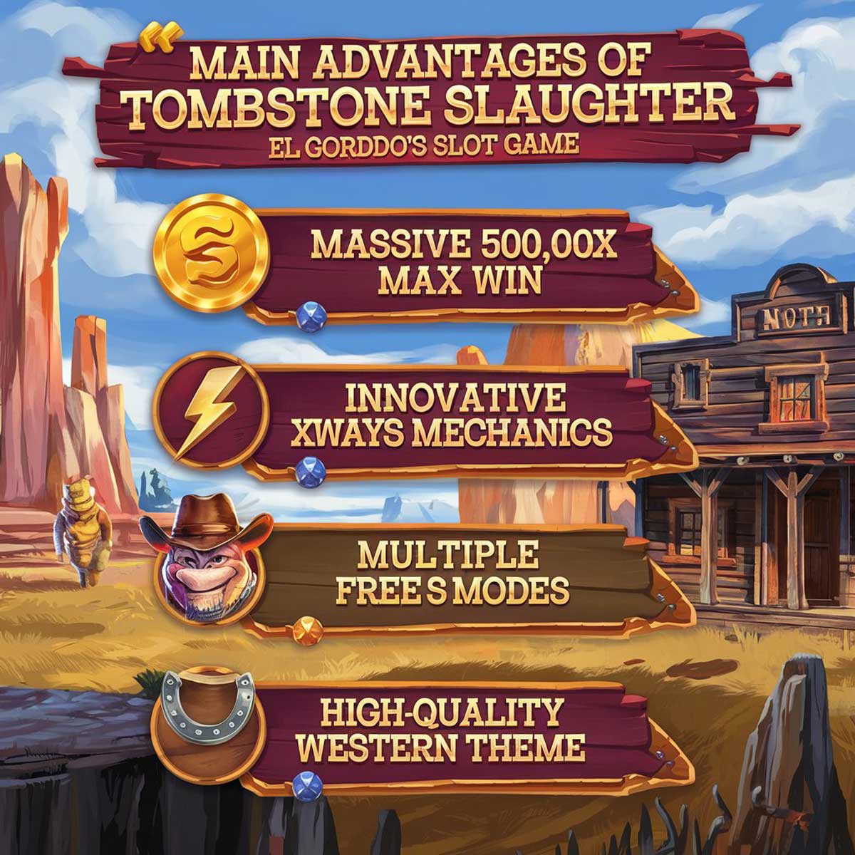 Tombstone Slaughter: El Gordo's Revenge slot game main features